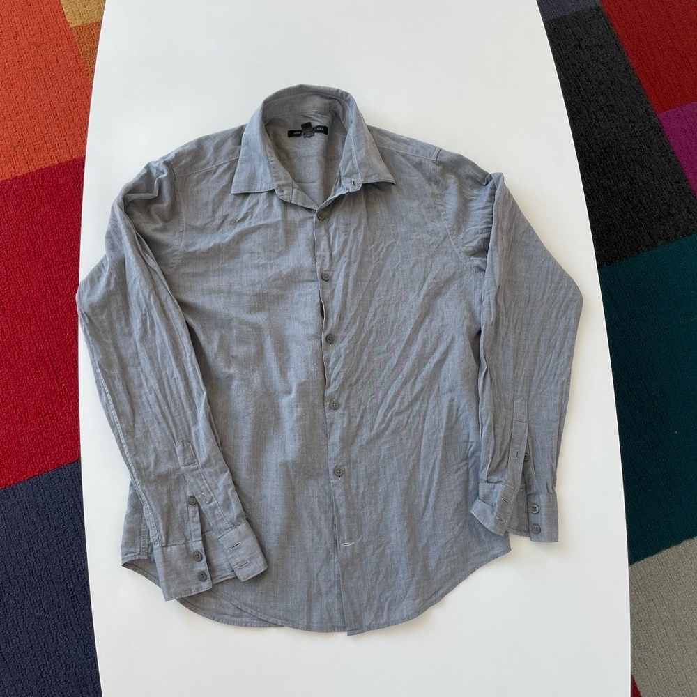 John Varvatos Button Down Shirt Mens S Grey Casual Designer Luxury Modern Rock